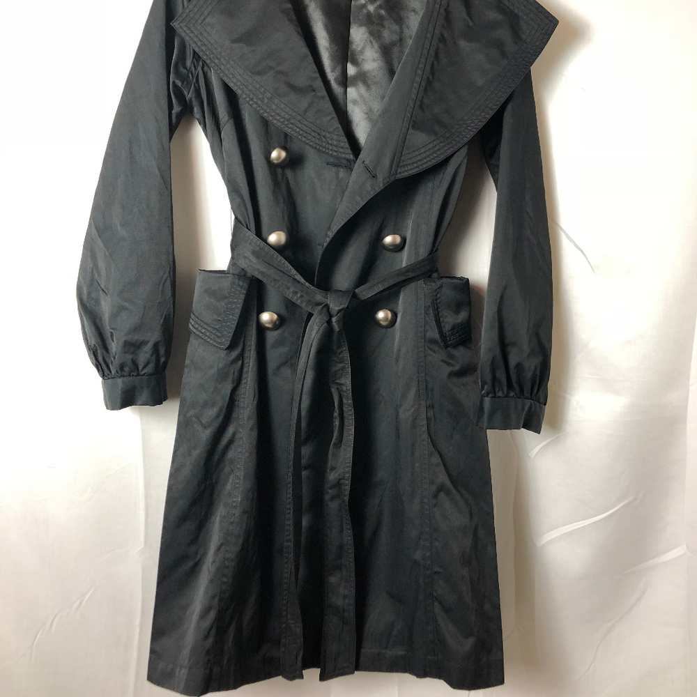 Vertigo Paris womens black trench coat, Sz M